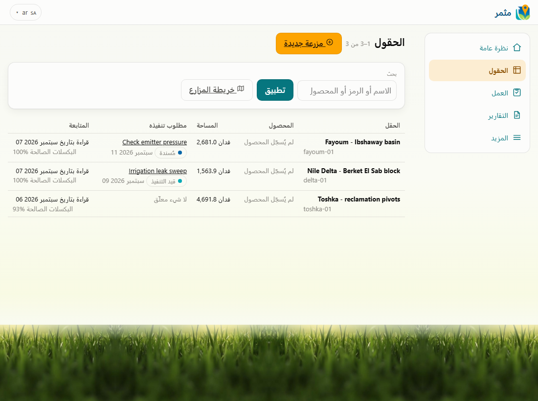 حقلك وتفاصيله معًا